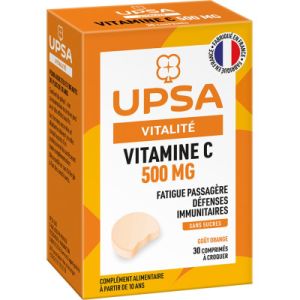 Vitamine C 500 mg, comprimés à croquer FATIGUE PASSAGÈRE ET DÉFENSES IMMUNITAIRES  30 comprimés à croquer