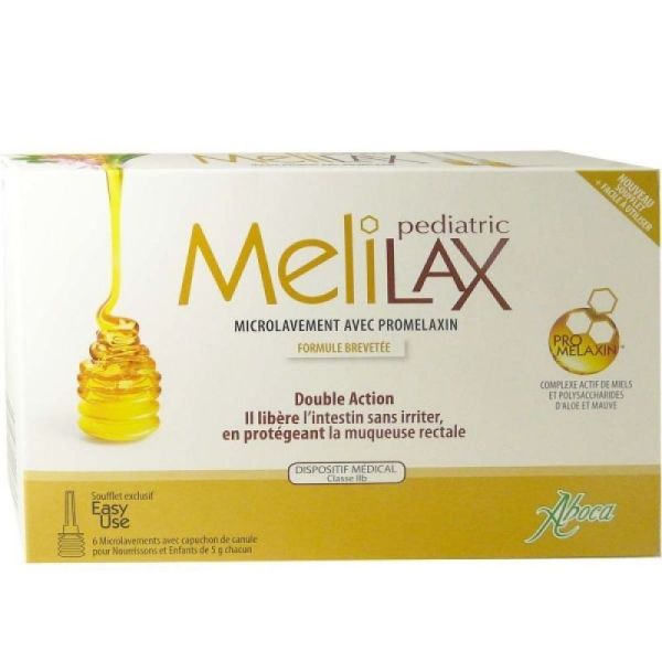 Melilax pediatric - Constipation - Enfants - 6 microlavements avec capuchon  canule de 5g
